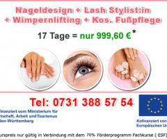 zertifizierte Nageldesign, Wimpern 1zu1, 3D, Fußpflege Ausbildung 17 Tage Furtwangen im Schwarzwald